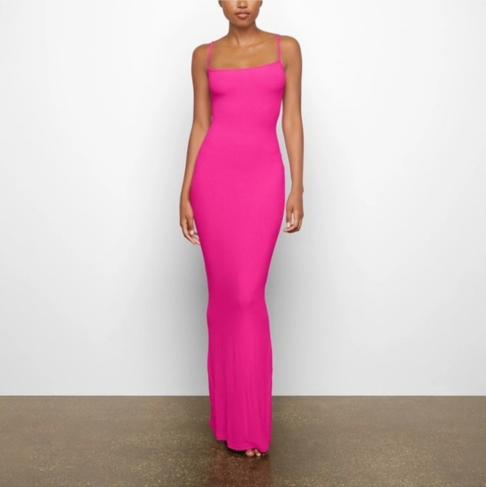 SKIMS Soft Lounge Long Slip Dress RARE Hot Pink Color